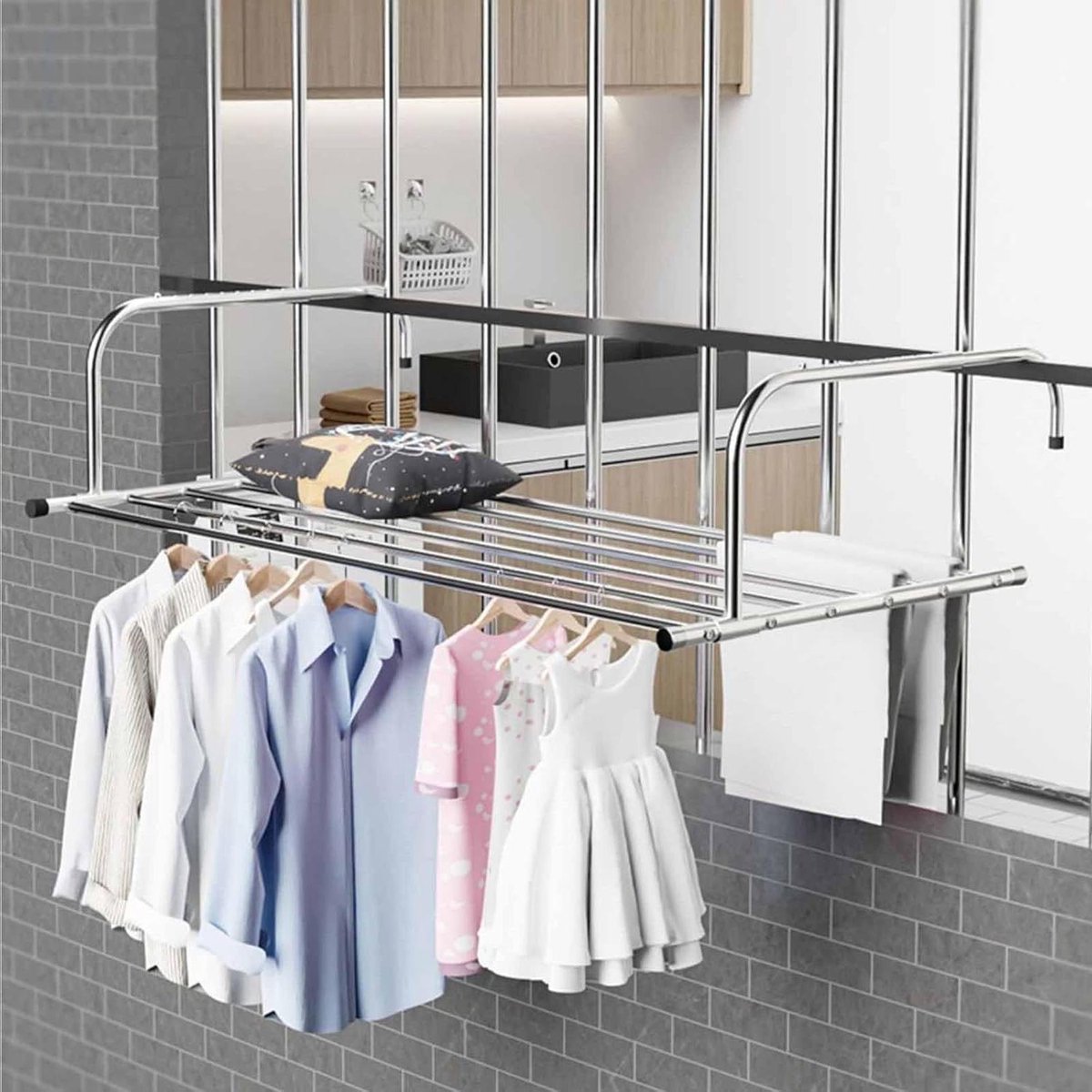 Opvouwbaar droogrek - Kledinghanger radiator - Ruimtebesparend drogen - Roestvrij staal - 