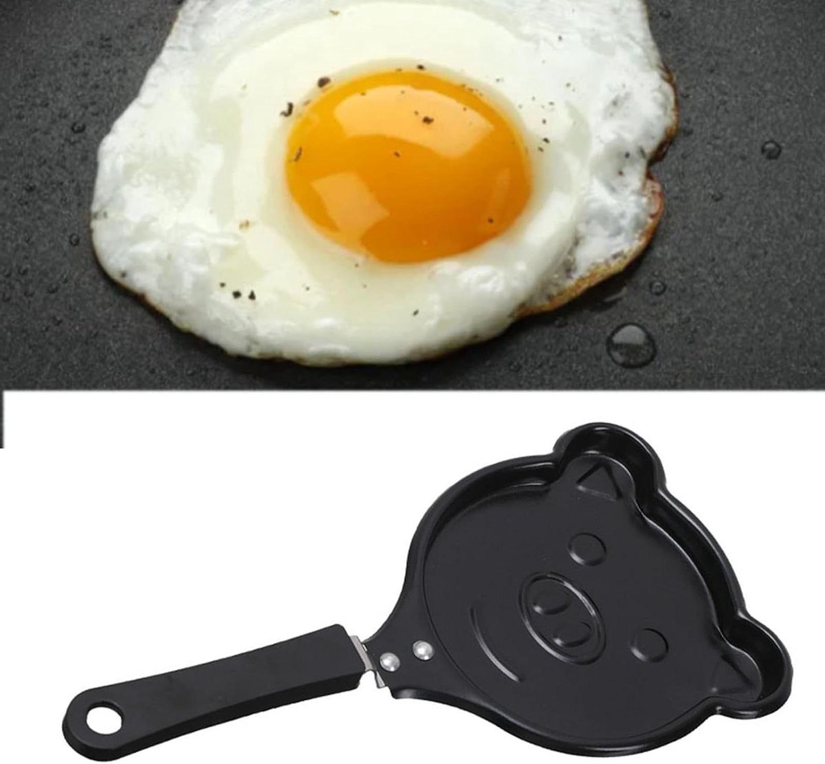 Kleine Eierpan - Ontbijtpan Gietijzer - Ontbijt Maken - Antiaanbaklaag - Mini Formaat - Zwart
