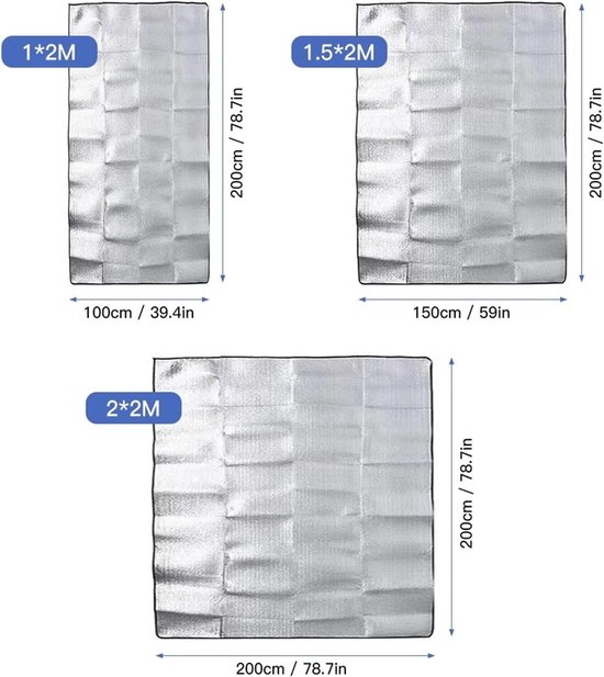 Campingmat Strandmat - Buitenmat Slaapmat - Outdoor Activiteiten - Waterdicht Vochtbestendig - 2 x 2 m - Zilver — afbeelding 4