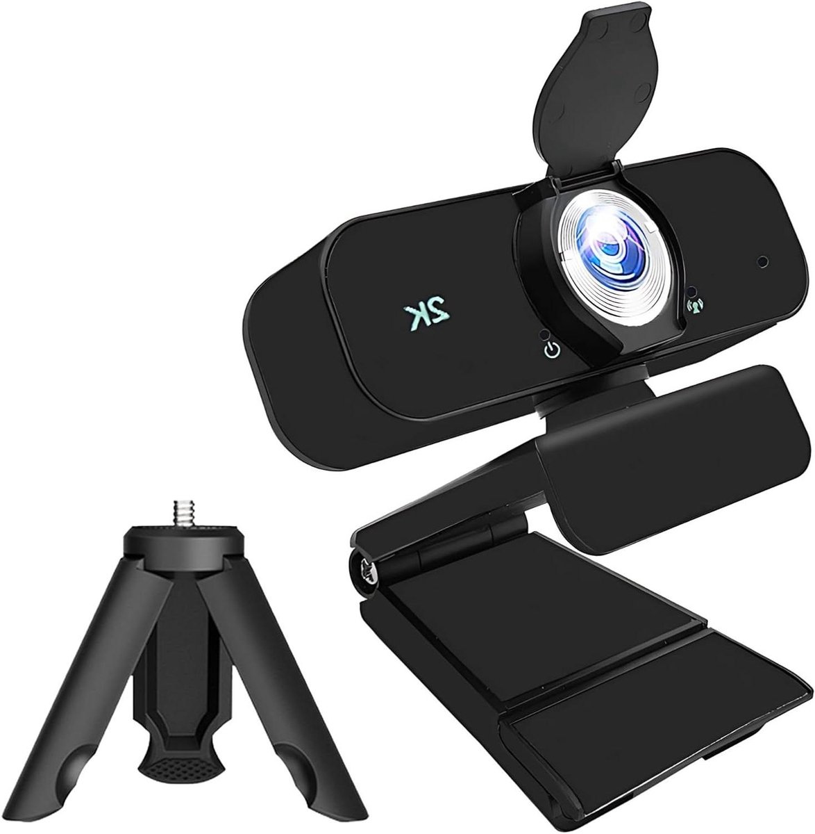 Webcam met Microfoon - 2K Camera - Videobellen - Plug and Play - 5.4 cm - Zwart