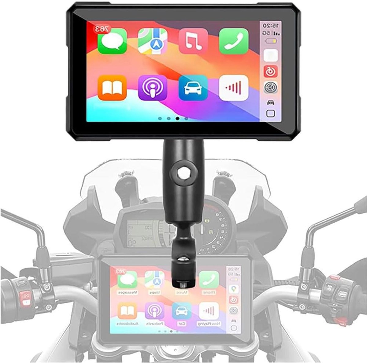 Motor Navigatie Scherm - Motor Display - Veilig Navigeren - Draadloos CarPlay - 5 inch - Zwart