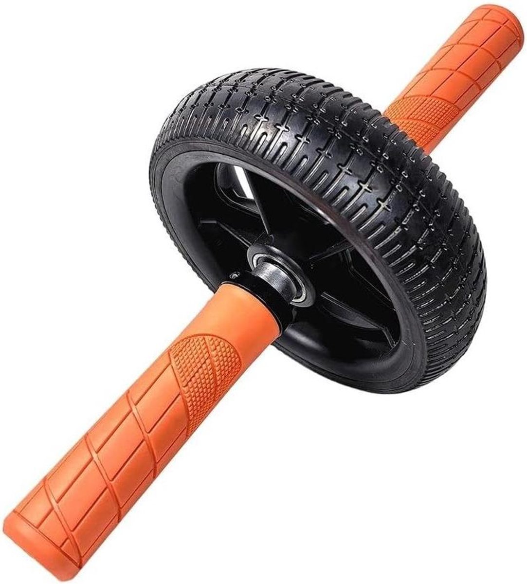 Buikwiel Fitness - Core Trainer - Buikspier Training - Stalen Kern - 17 cm - Zwart Oranje