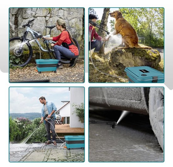 Zerova Electrische waterspuit - Hogedrukreiniger op accu - Hogedrukspuit - Terrasreiniger - 22L opvouwbare wateremmer - Zwart — afbeelding 2