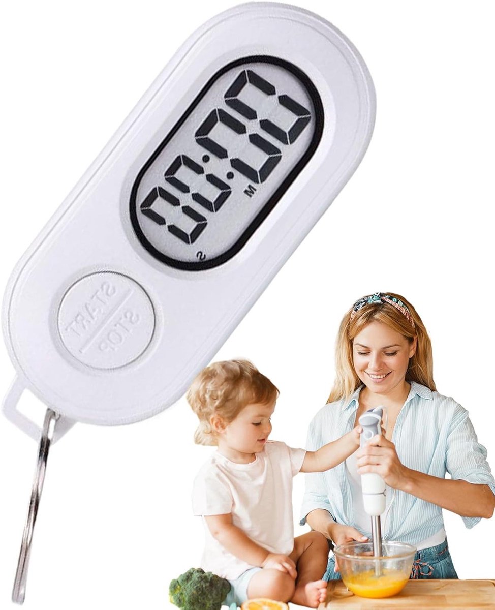 Digitale Timer - Mini Stopwatch - Activiteiten Timen - Zeer Nauwkeurige Chip - 2 x 5 cm - Wit