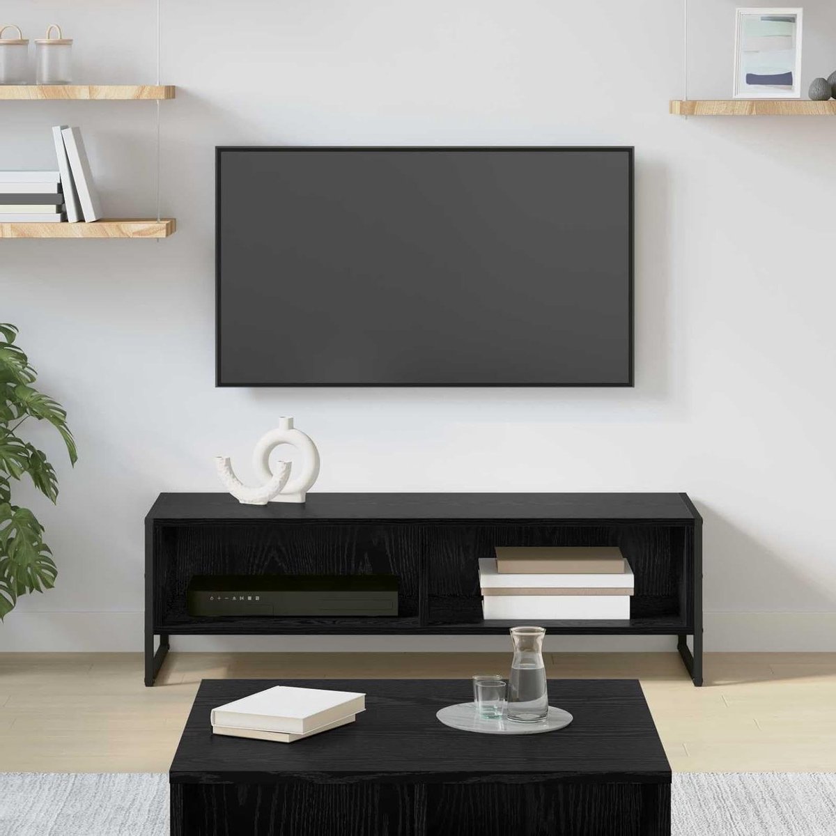 Tv-meubel - Kast Hout - Woonkamer Inrichten - Industrieel Design - 100 cm Breed - Zwart Eiken