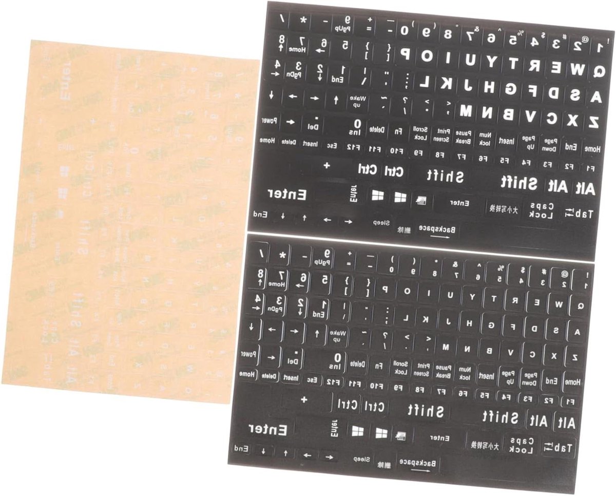 Toetsenbord Stickers - Labels - Nieuwe Look - Universeel - 3 Vellen - Diverse Kleuren