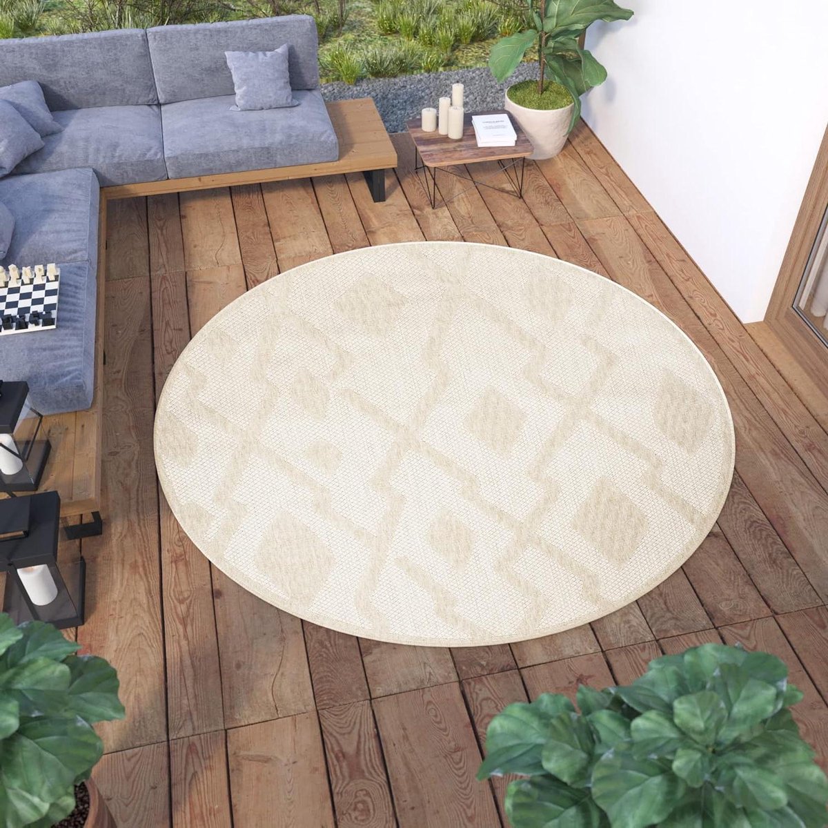 Rond Vloerkleed - Buiten Tapijt - Woonkamer Decoratie - Geschikt voor vloerverwarming - 16