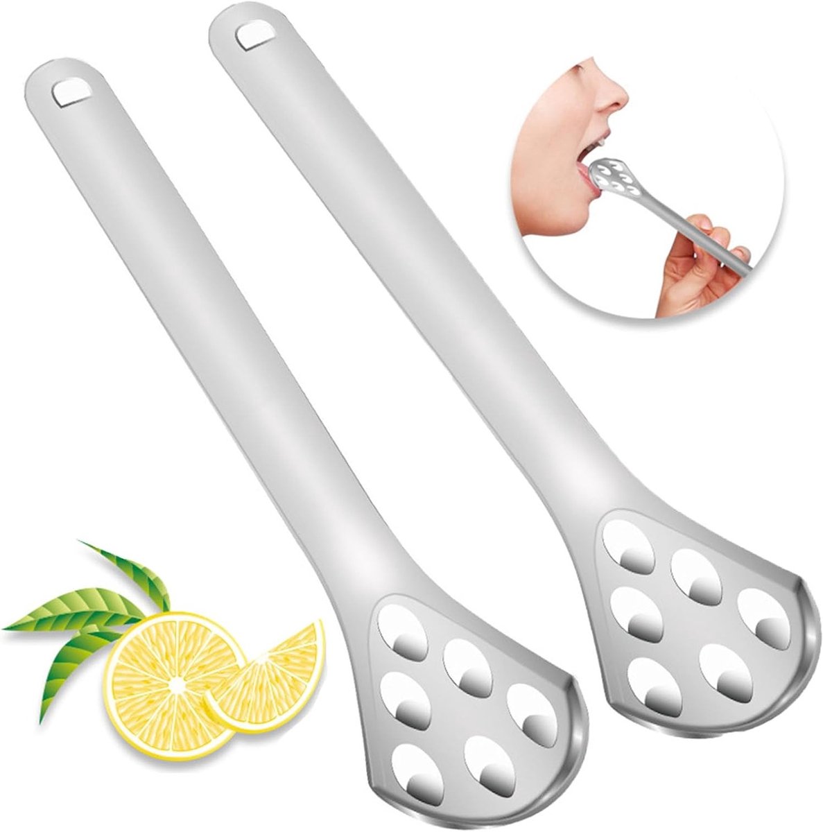 Effectieve Tongue Scraper Set van RVS, 2 Stuks voor Optimale Mondhygiëne, Tongreiniger voor Volwassenen en Kinderen, Verwijder Bacteriën en Verbeter je Adem