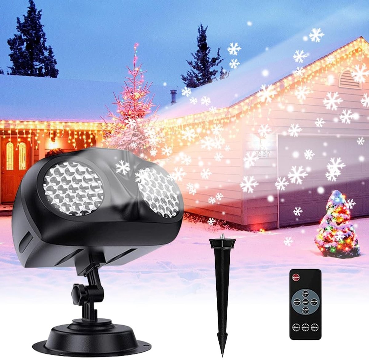 Dailygoods - Dailygoody - Snowflake projector - kerstprojector - sfeervolle kerstverlichting - binnen- en buitendecoraties - afstandsbediening - Halloween-projector