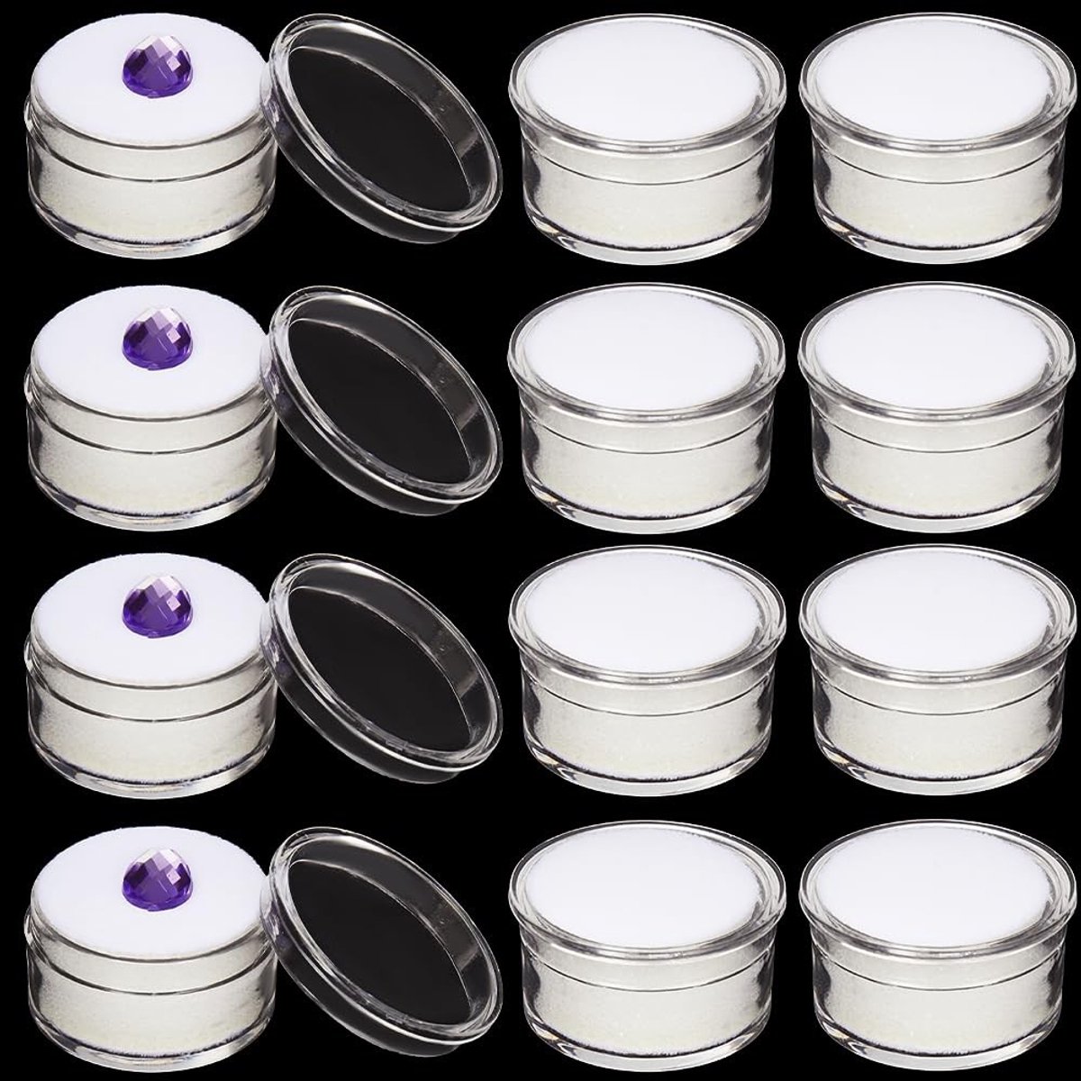 Dailygoods - Dailygoody - Kleine Lege Ronde Sieraden Doos - Diamant Edelsteen Display - Wit - Sieraden Houder - Perfect voor Ringen en Oorbellen - 20 Stuks