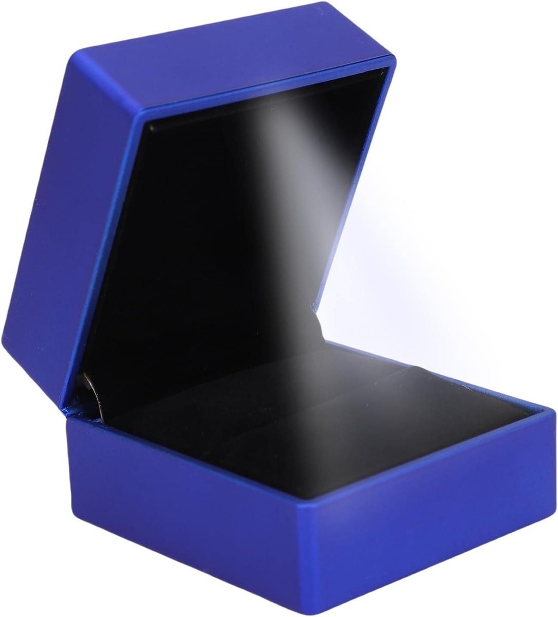 Ringendoosje met LED - Juwelendoosje Presentatie - Cadeau Overhandigen - Automatische LED verlichting - 7x6x5 cm - Blauw