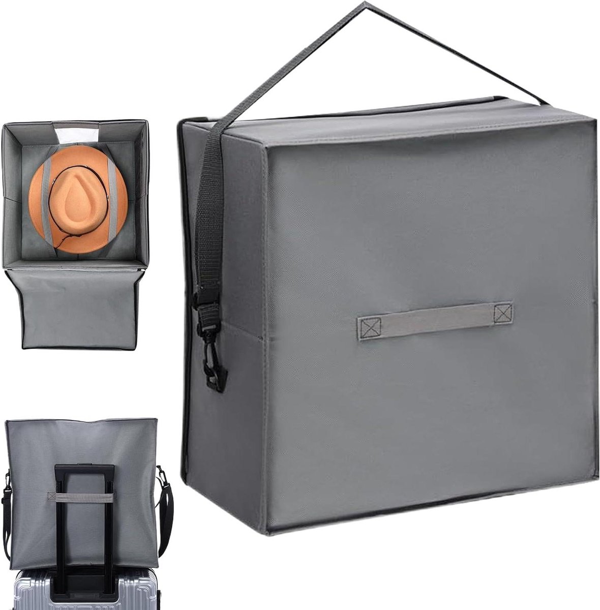 Hoed Organizer - Hoeden Tas - Hoeden Opbergen - Stapelbaar Ontwerp - 42x42x20 cm - Zwart