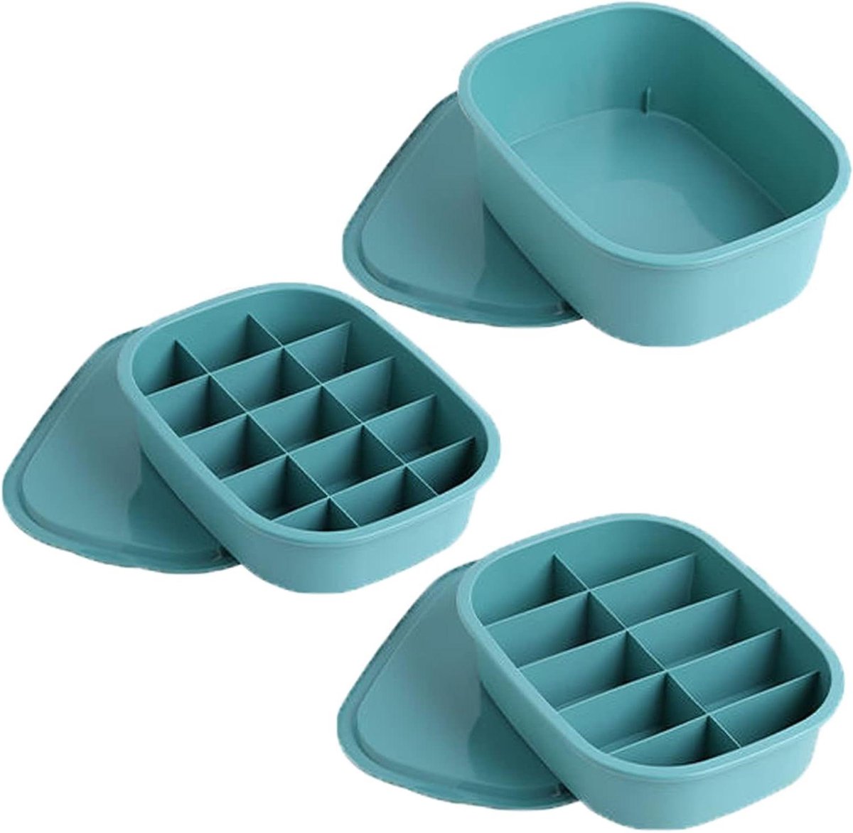 Kast Organizer Set - Opbergdozen Lade - Kleding Sorteren - Wasbaar Deksel - 3 Stuks - Blauw