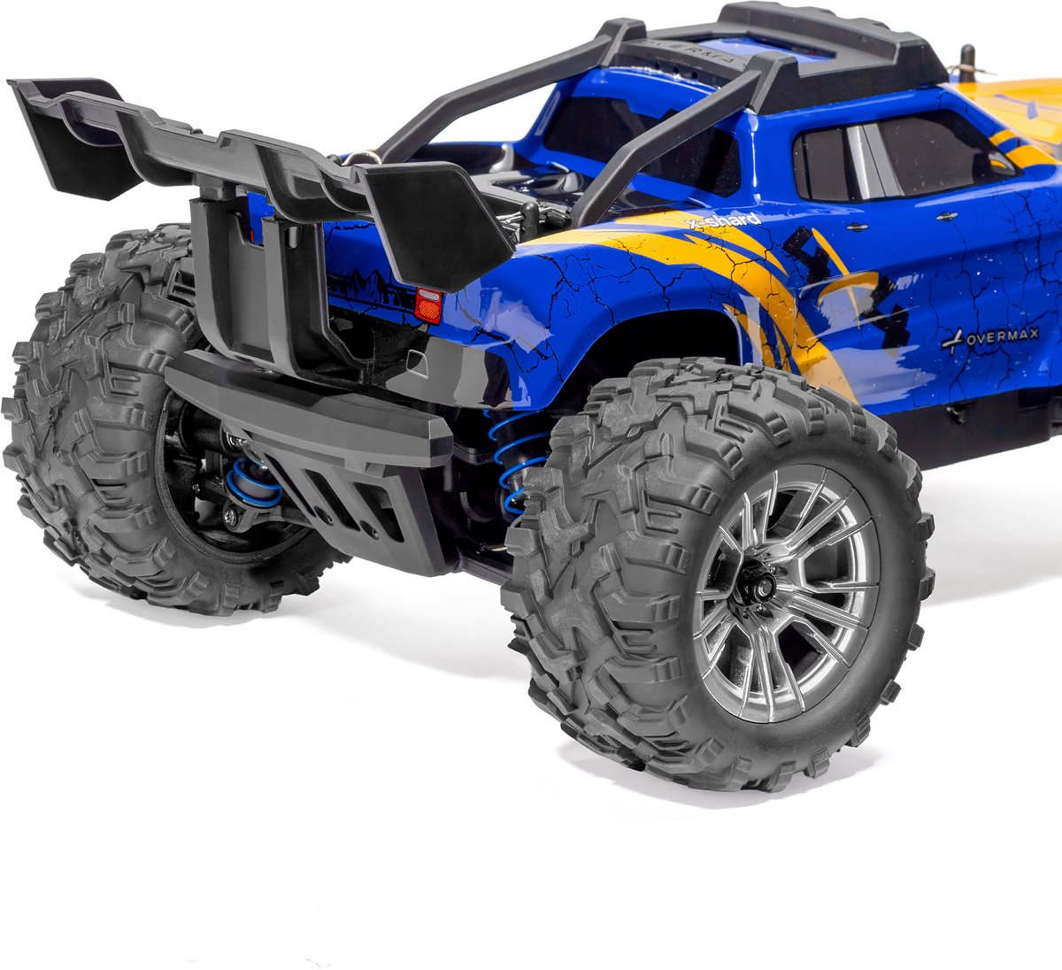 Overmax X-Shard RC auto / RC car Monster Truck 4x4 – metalen aandrijving – tot 30 km/u – LED verlichting – off-road – IPX4 – bereik 90 m – 1:16 – RTR set – 20 min rijtijd – onafhankelijke vering – vanaf 8 jaar - Bestuurbare Auto — afbeelding 16