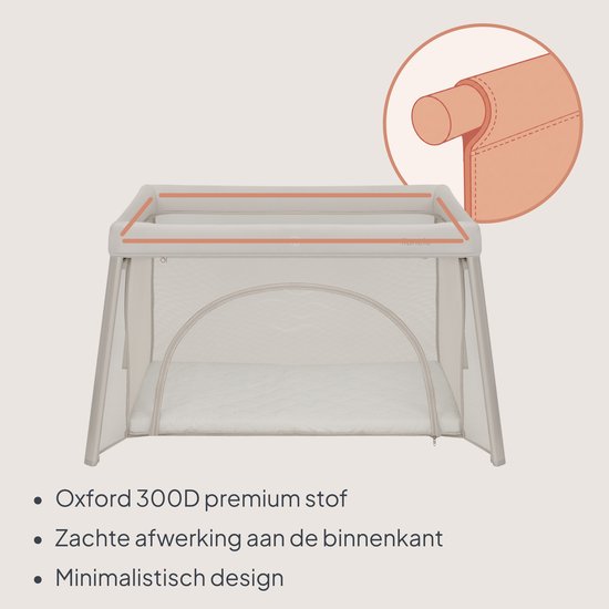 Lionelo Mila - 2 in 1 Reisbedje & Campingbed - Lichtgewicht - 2 Hoogteposities - 4 cm T25 Matras - 360° Mesh Ventilatie - Snel Compact Opvouwbaar - Zij-ingang met Rits - Inclusief Draagtas - Afneembare Wasbare Hoes van LIONELO — afbeelding 5