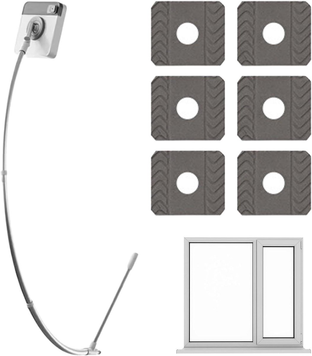Raamborstel Lange Steel - Raamwisser Tool - Glazen Schoonmaken - 360 Graden Rotatie - 1.6 Meter - Wit