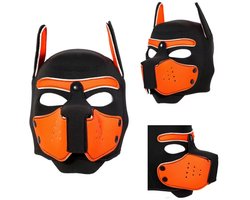 Honden Masker - Zwart & Oranje - Puppy Play - BDSM Roleplay & Cosplay - Unisex - Sex Speeltjes Toys - Erotiek - Bondage Masker - OneSize