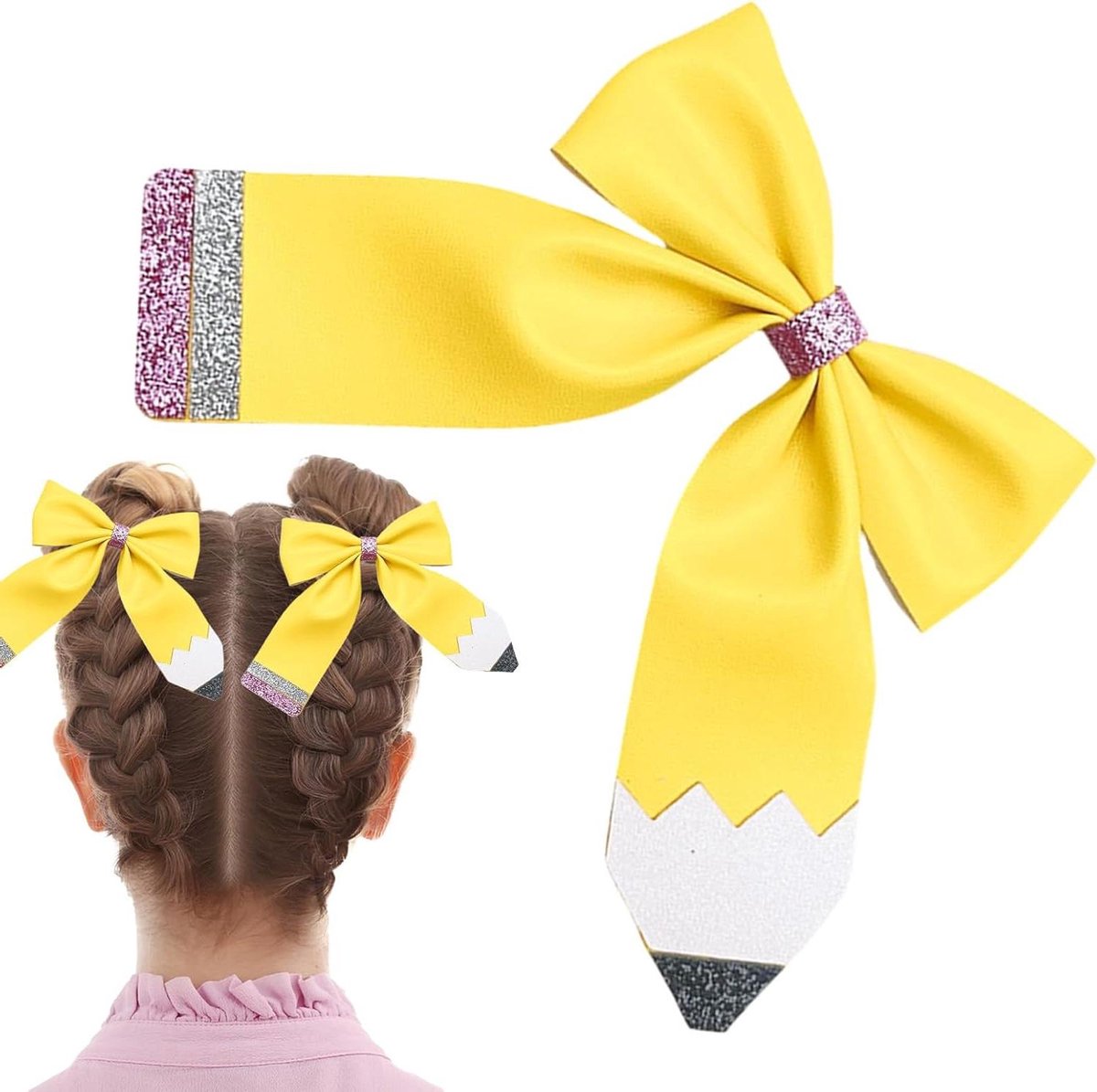 Haarstrik Potlood - Leuke Clip - Feestelijke Styling - Vrolijke Heldere Kleuren - 99 Inch - Geel