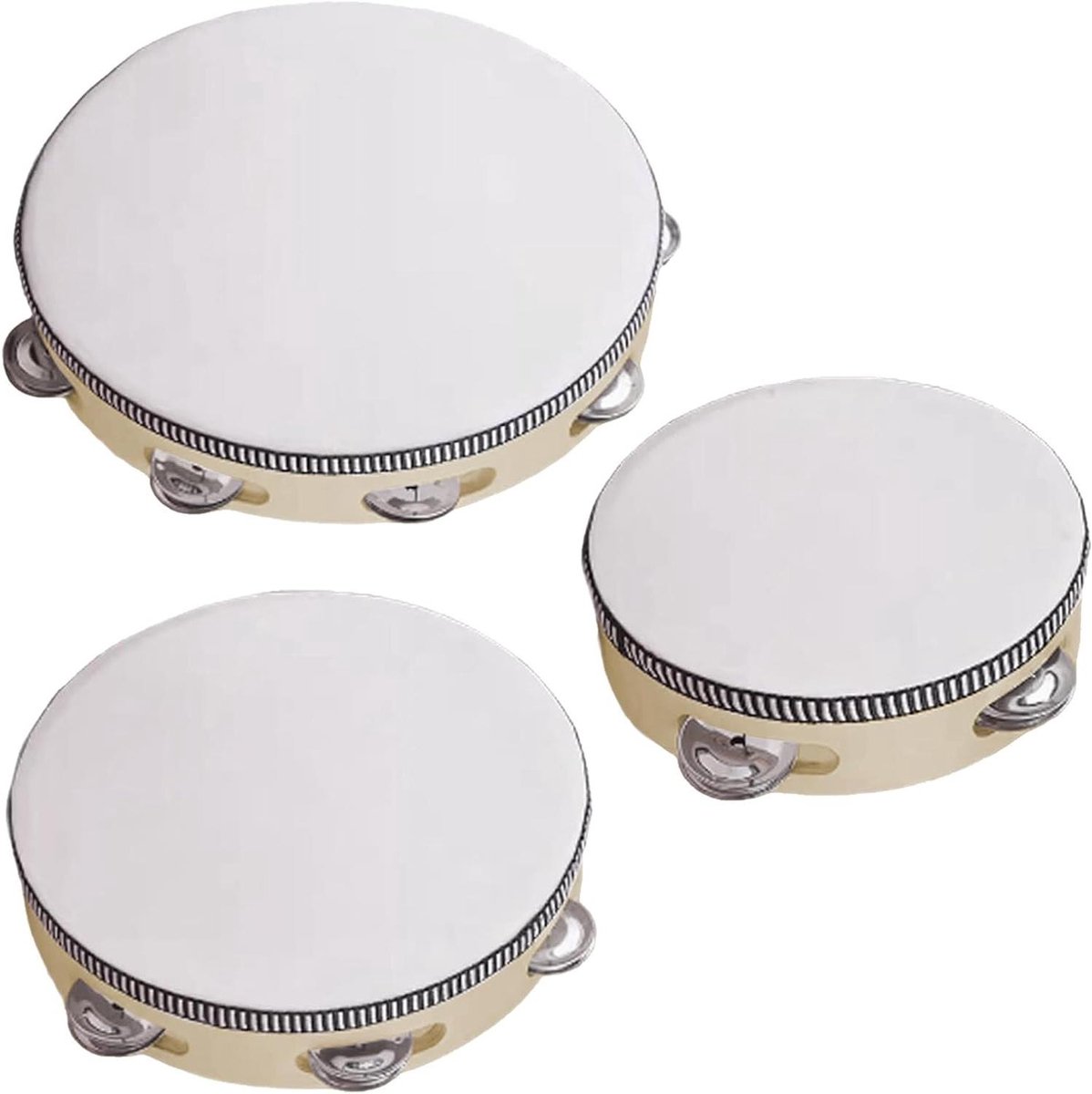 Houten Tamboerijn Set - Percussie Instrument - Muziek Maken - Ergonomisch Ontwerp - Set van 3 - Niet gespecificeerd