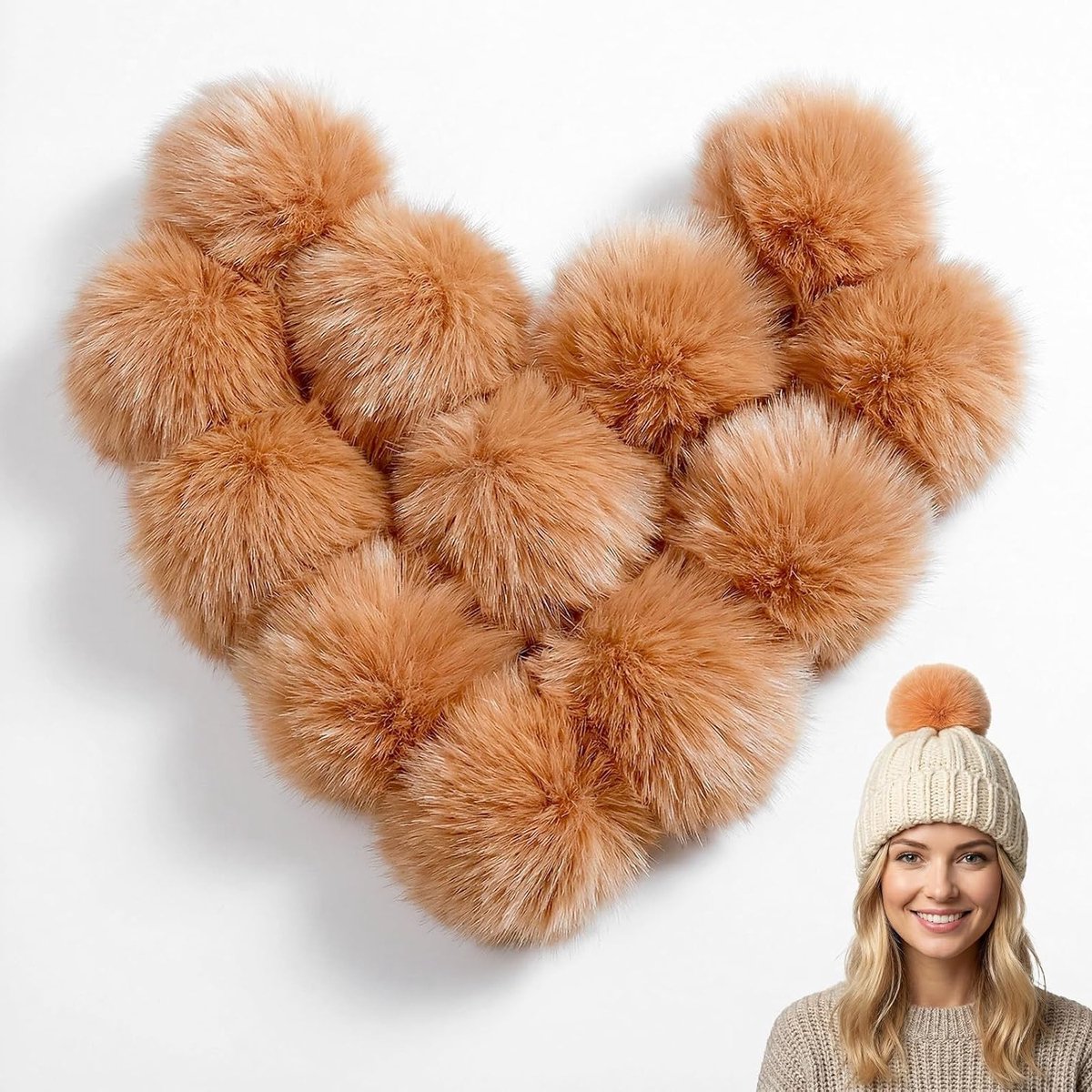 12 Stuks Fluffy Pompoms voor Haken, Verwijderbare Faux Fur Bollen met Drukknop voor Hoeden, Schoenen en Sjaals, Creatieve Accessoires voor Breiwerk en Handwerk