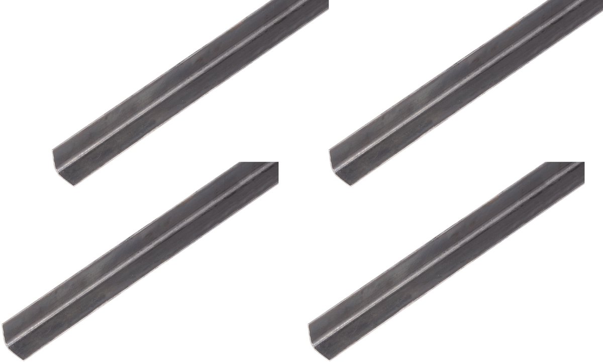 Alberts 4 x hoekprofiel, blank staal, 20 x 20 x 2 mm, lengte 2 m