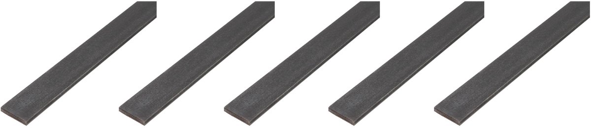 Alberts 5 x platte strip, blank staal, 16 x 2 mm, lengte 1 m
