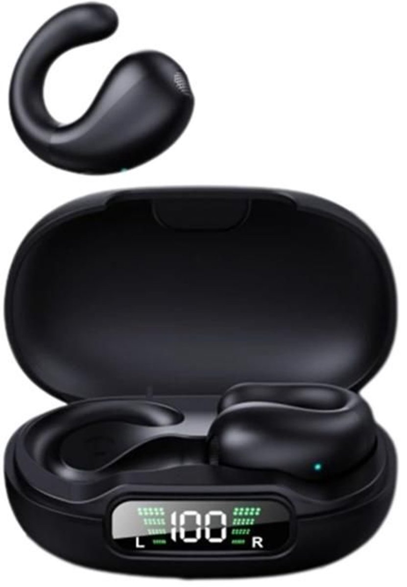 Bluetooth-oortjes, hoge geluidskwaliteit, stereogeluid, comfortabel om te dragen, intelligente ruisonderdrukking, ergonomisch ontwerp, zwart.