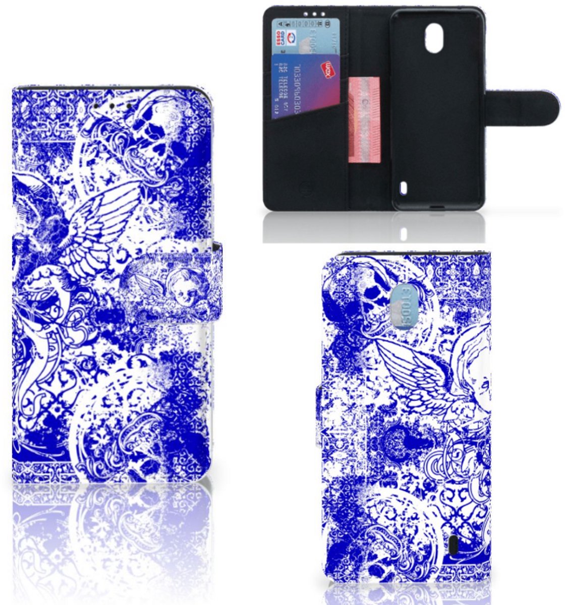 Telefoonhoesje met Naam Nokia 1 Plus Angel Skull Blauw