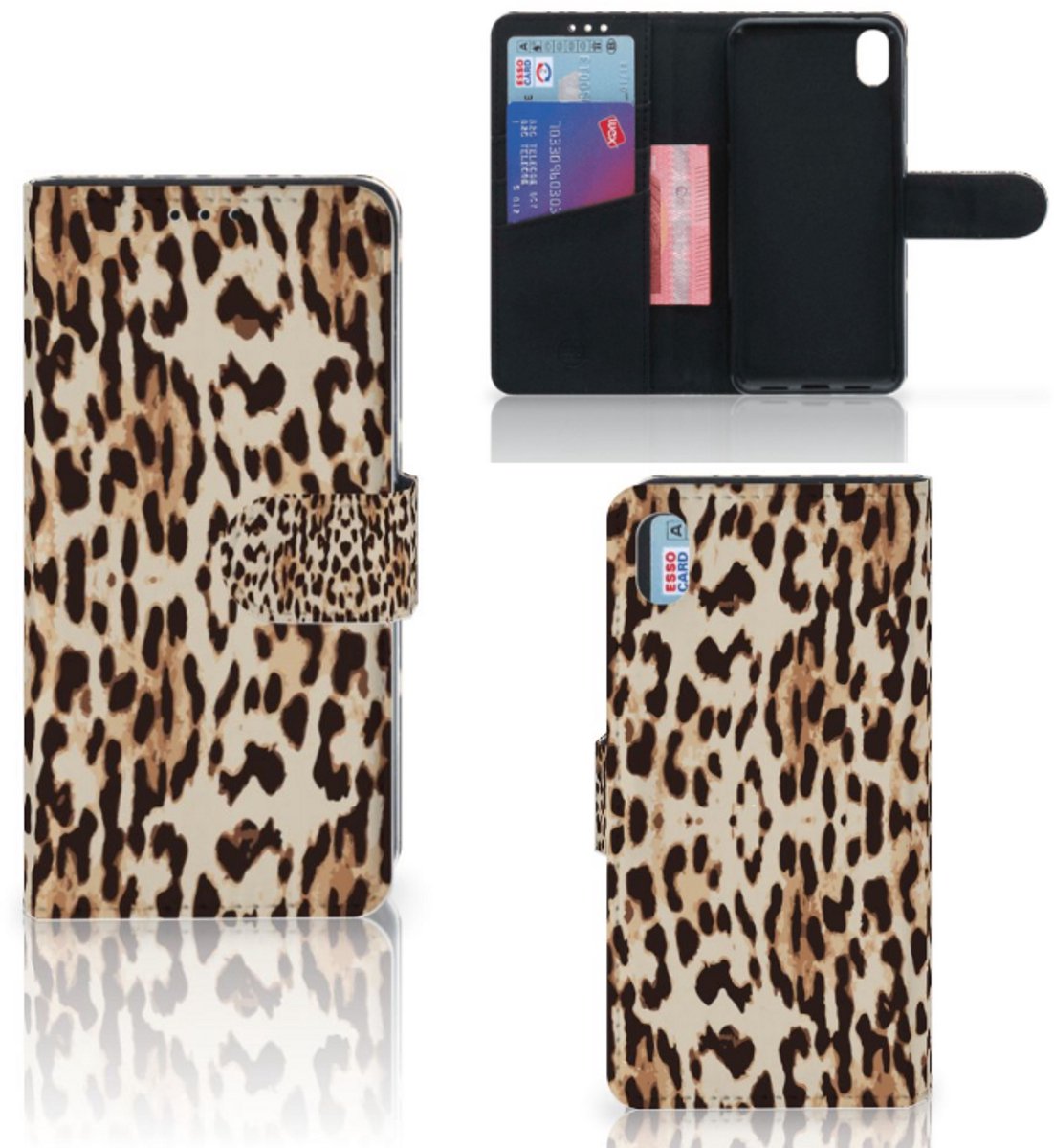 Boekhoesje voor Xiaomi Redmi 7A Telefoonhoesje met Pasjes Leopard