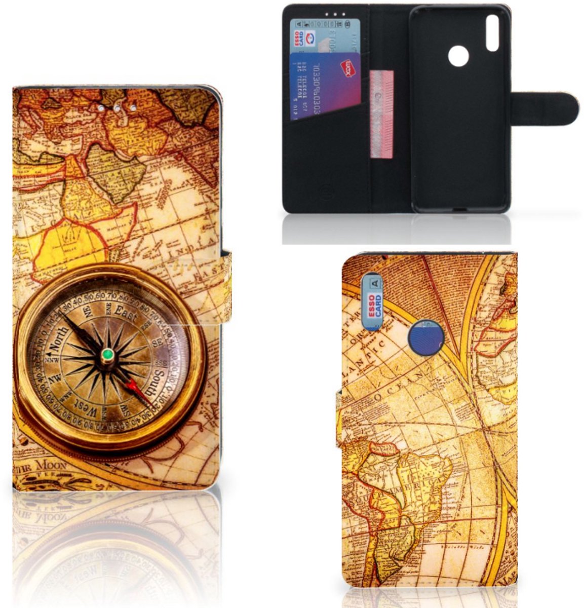Book Case voor Huawei Y7 (2019) Flip Cover Kompas