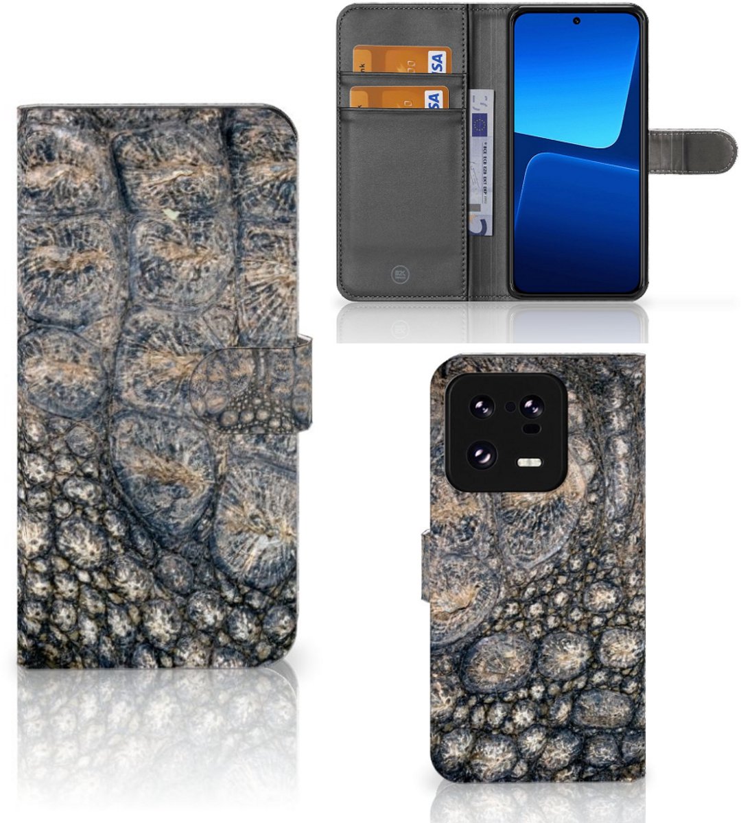 Xiaomi 13 Pro Telefoonhoesje met Pasjes Krokodillenprint