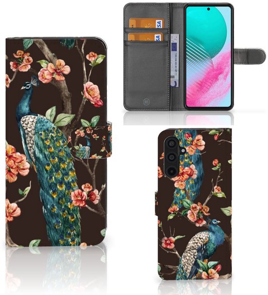 Coque Samsung Galaxy M54 Bumper Housse Etui de Protection Compatible avec Peacock Avec Des Fleurs