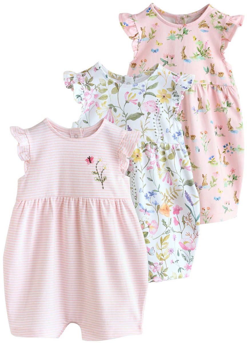 Next - Meisjes - Verpakking van 3 babyrompertjes - Roze