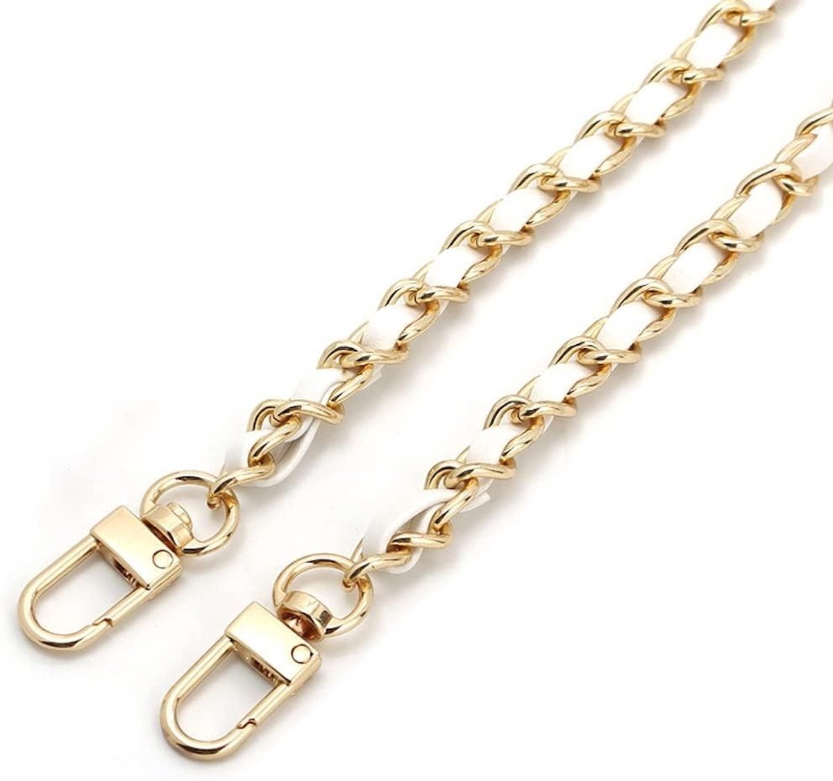 Schoudertas ketting 120 cm, vervangende accessoires voor handtassen, schoudertassen en portemonnees in lichtgoud met metalen schakel.