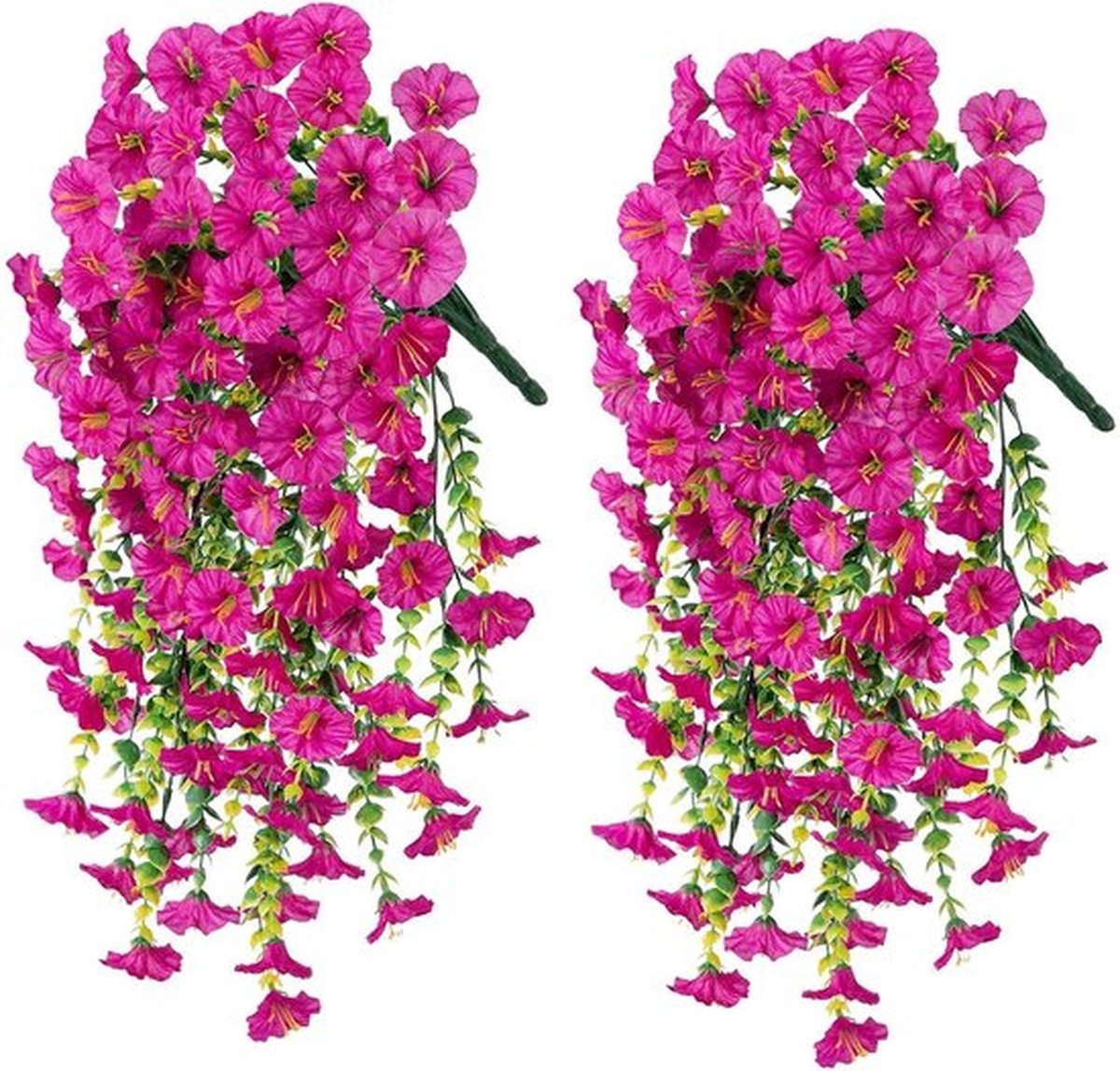2 stuks uv-bestendige kunstbloemen voor buiten, 75 cm realistische bougainvillea-bloemen van kunstzijde, nep hangplanten voor op de veranda of het balkon