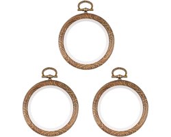3pcs Houten Look Borduur Cirkels - Ronde Frame voor Kruissteken - Borduur DIY - Borduur Gereedschap (10cm)