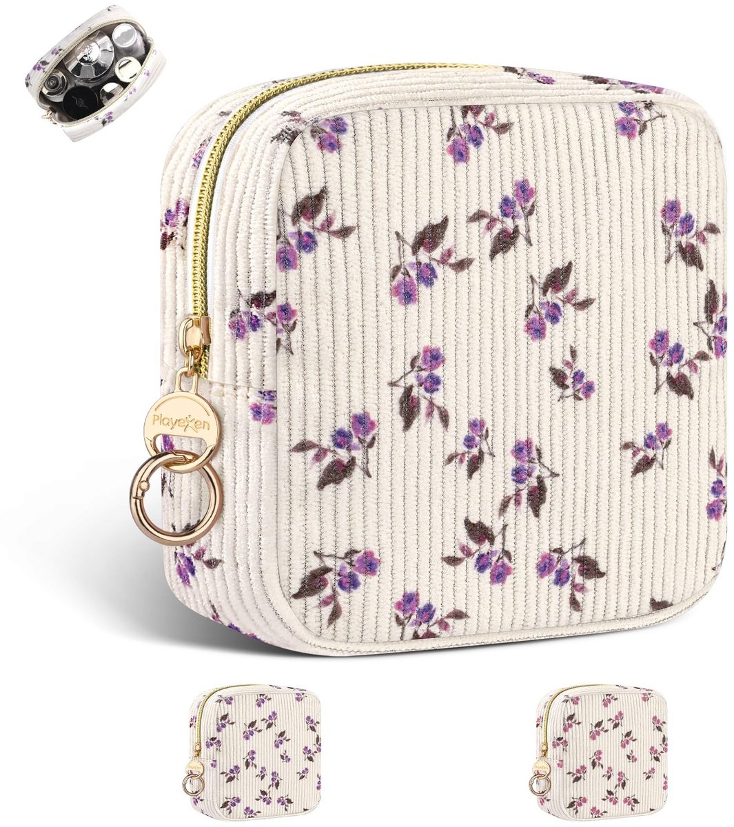 Speelse Cosmetica Tas voor Vrouwen - Mini Toilettas met Bloemenprint - Ideaal voor Reizen