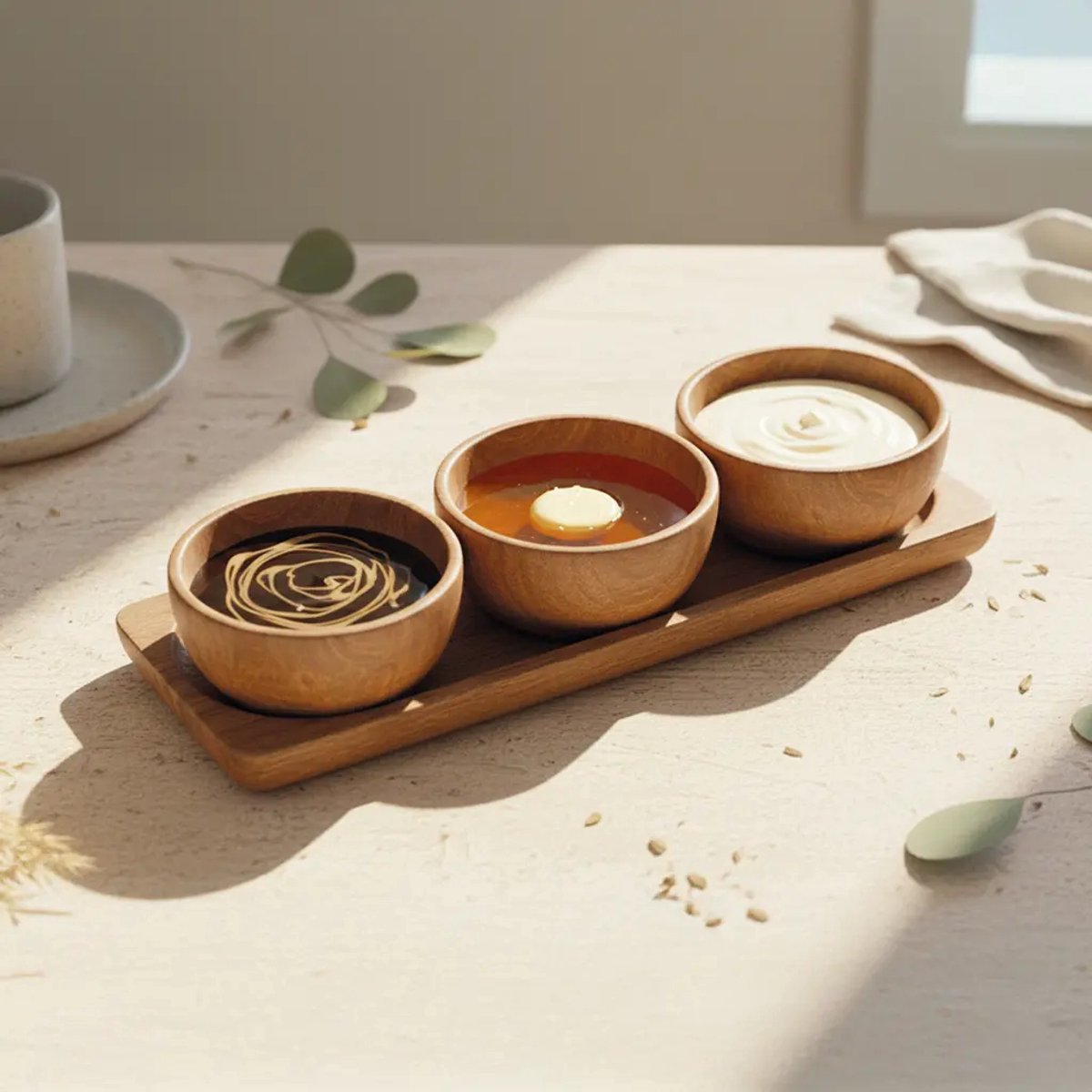 LUMA - Acaciahouten aperitiefset 4-delig - 20×7 cm