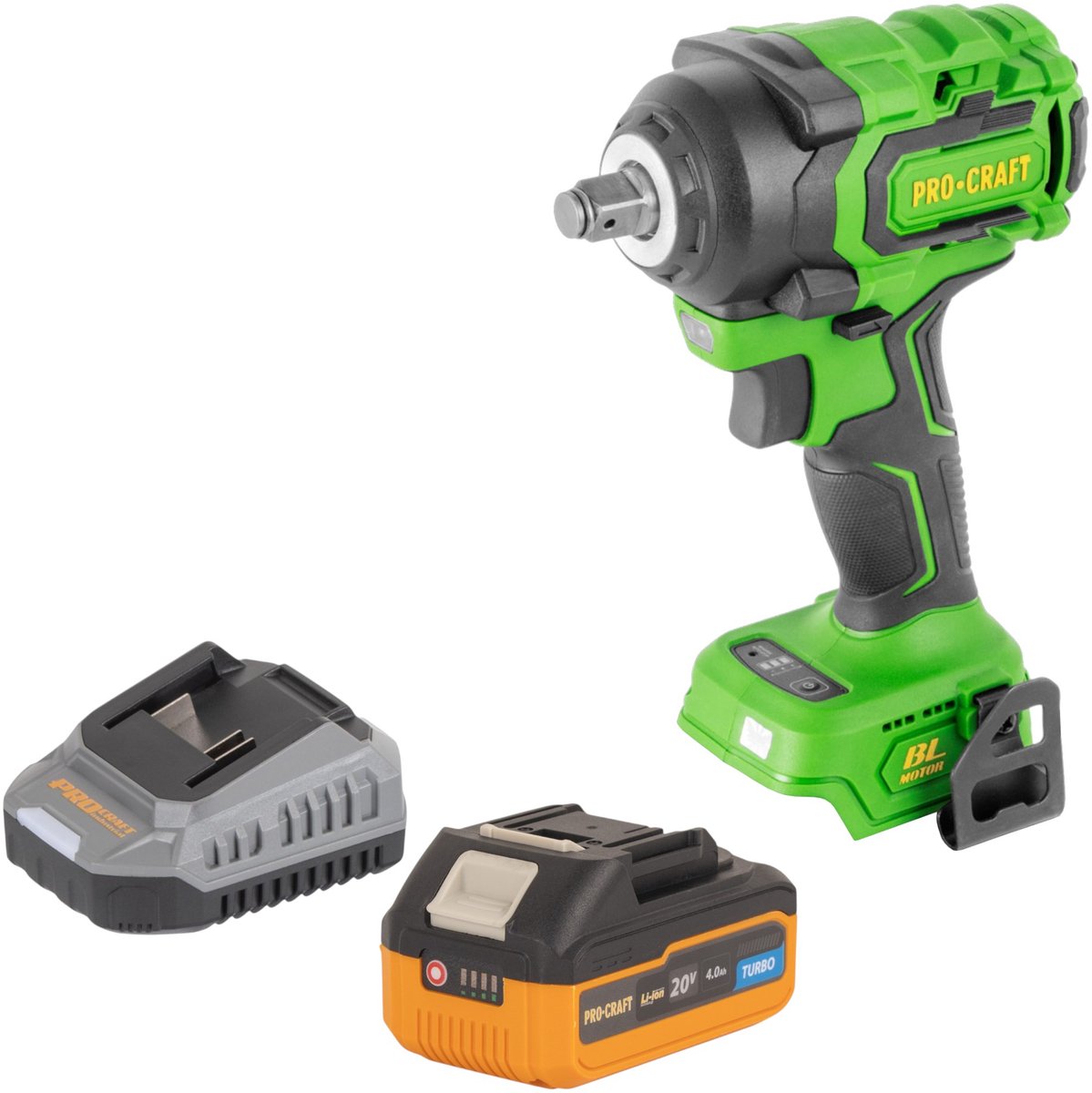 Procraft PWA18bb accu-slagmoersleutel 20 V 550 Nm 1/2" borstelloos + 1x accu 4,0 Ah + oplader