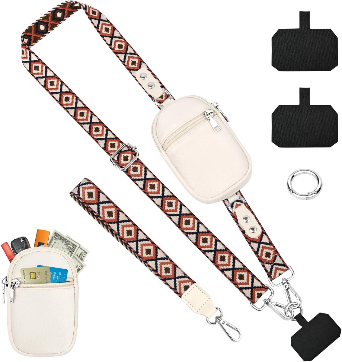 Multifunctionele mobiele telefoon ketting met tas, verstelbare lanyard voor smartphones, ideaal voor vrouwen en dagelijks gebruik