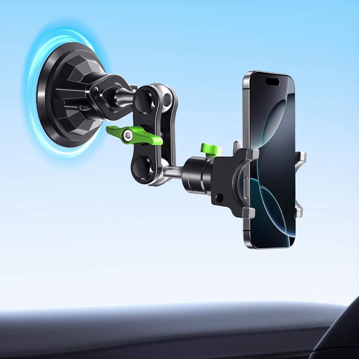 360° Draaibare Auto Telefoonhouder met Sterke Zuignap en Stabiele Klem voor Smartphones van 4-7 Inch, Geschikt voor iPhone en Samsung