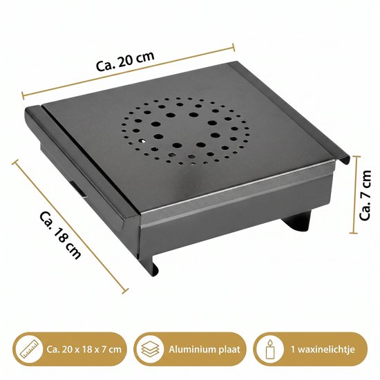 Cheqo® Warmhoudplaat met Waxinelichtjes - Rechaud - Schotelwarmer - Voedselwarmer voor Eten Warm Houden - Non-stick Aluminium - met Handgrepen - RVS Basis - Tafelwarmer - Warmhouder - Theelichtjes - Bordenwarmer - Kaarsjes - Richaud — afbeelding 3