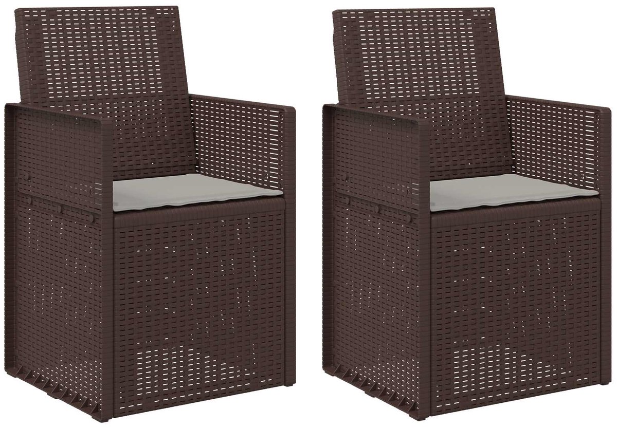 vidaXL - Tuinstoelen - 2 - pcs - Bruin - en - lichtgrijs - PP