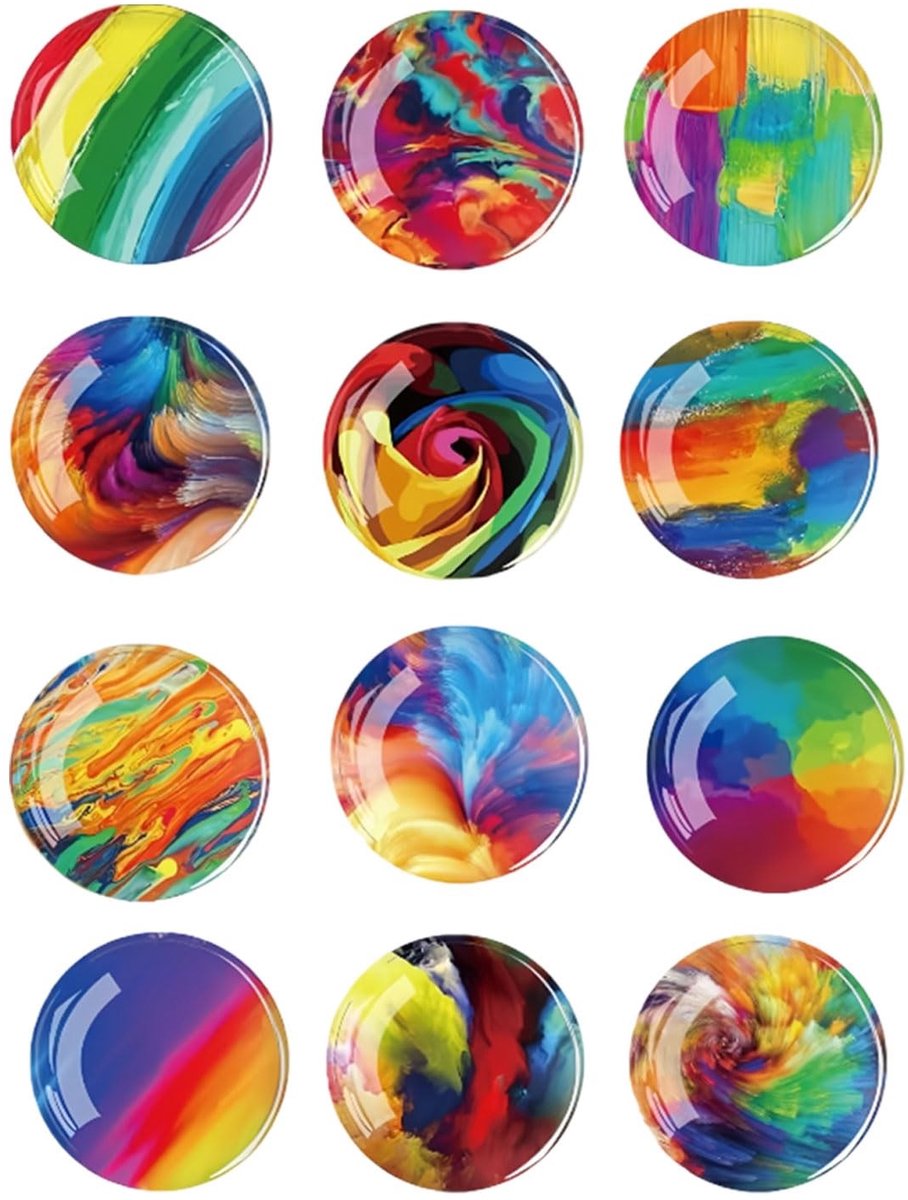 Allecto - Koelkastmagneten - Kindvriendelijk - 12 stuks - Rond 30 mm - Veilig en niet-giftig - Geschikt voor whiteboards en kunst - Zwart/bruin