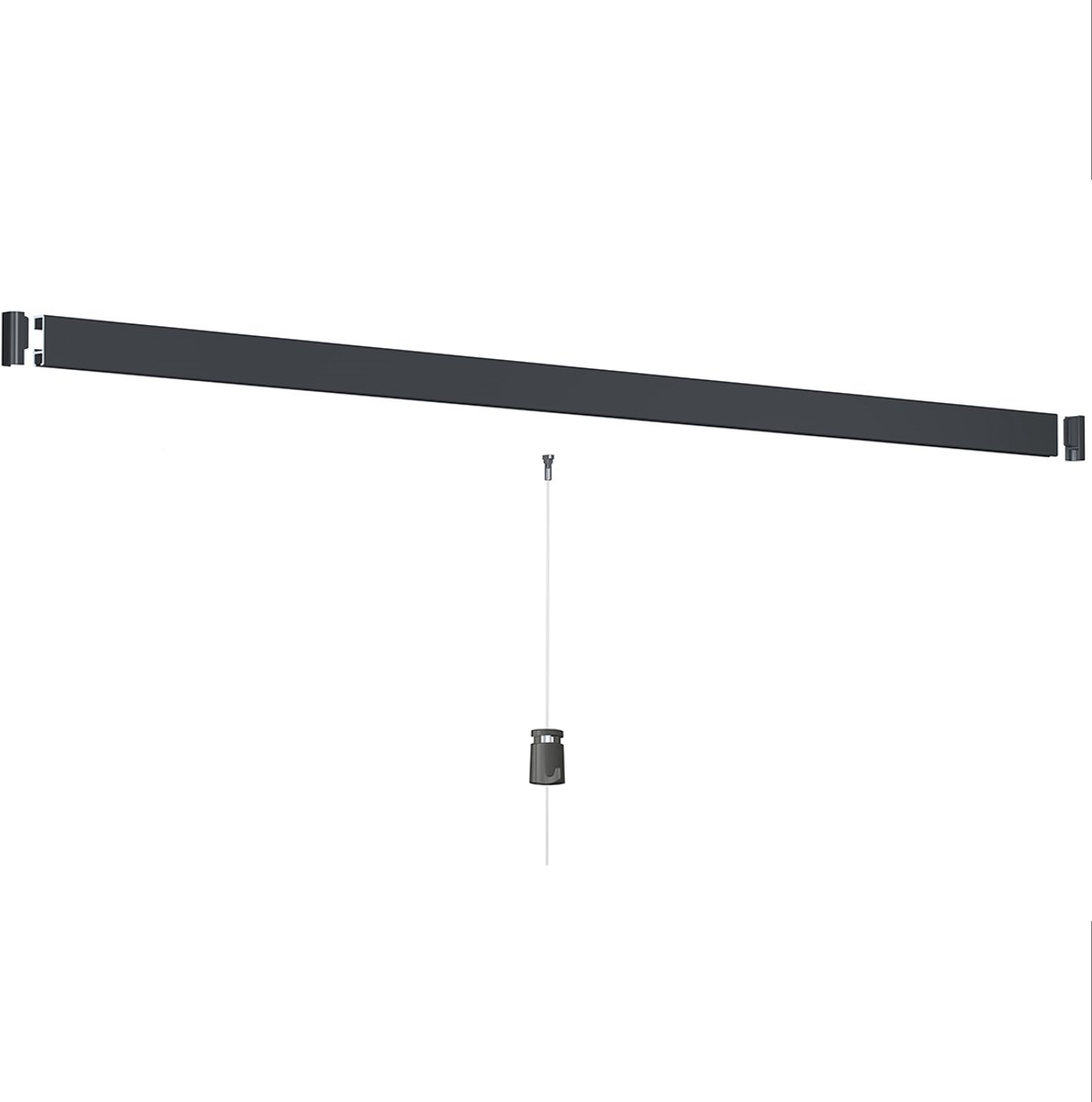 Artiteq Click Rail Schilderij Ophangsysteem 4 meter - Complete Set - Inclusief haken, draden en bevestigingsmaterialen - Zwart - 20 kg/m