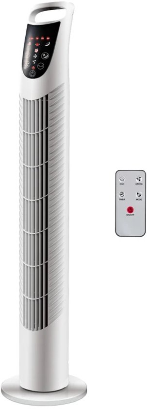 Torenventilator wit 78,5 cm staand, 3 snelheden, timer, afstandsbediening, stille luchtkoeler voor kleine ruimtes