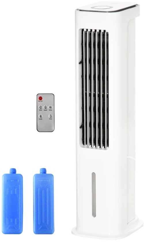 Watergekoelde torenventilator 2-in-1 met ijskoeling, 5L tank, 3 snelheden, 60° oscillatie, timer, afstandsbediening