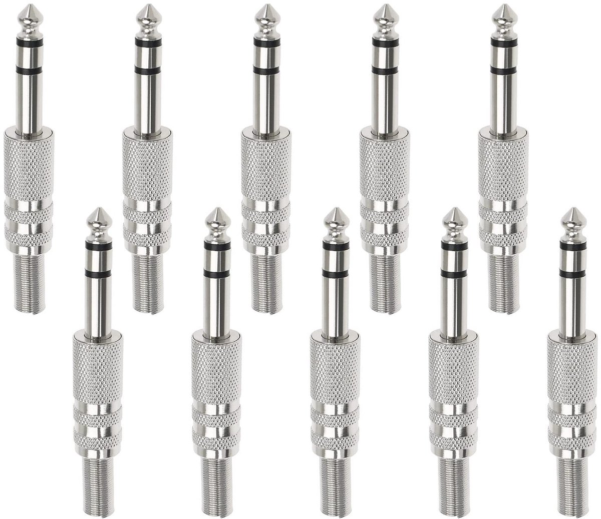 Allecto Stereo Mannelijke Plug - Audio Connector - 10 stuks - Zilver - Geschikt voor Gitaar en Mixer - 6,35 mm