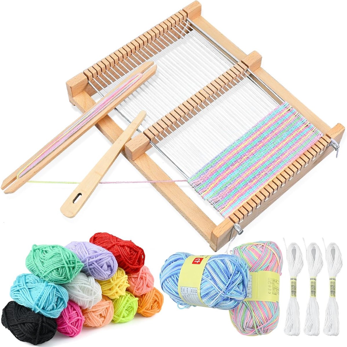 Handgeweven Kinderstoelen Set, Eenvoudige Weefstoel Set Geschikt voor Beginners en Creatieve Activiteiten