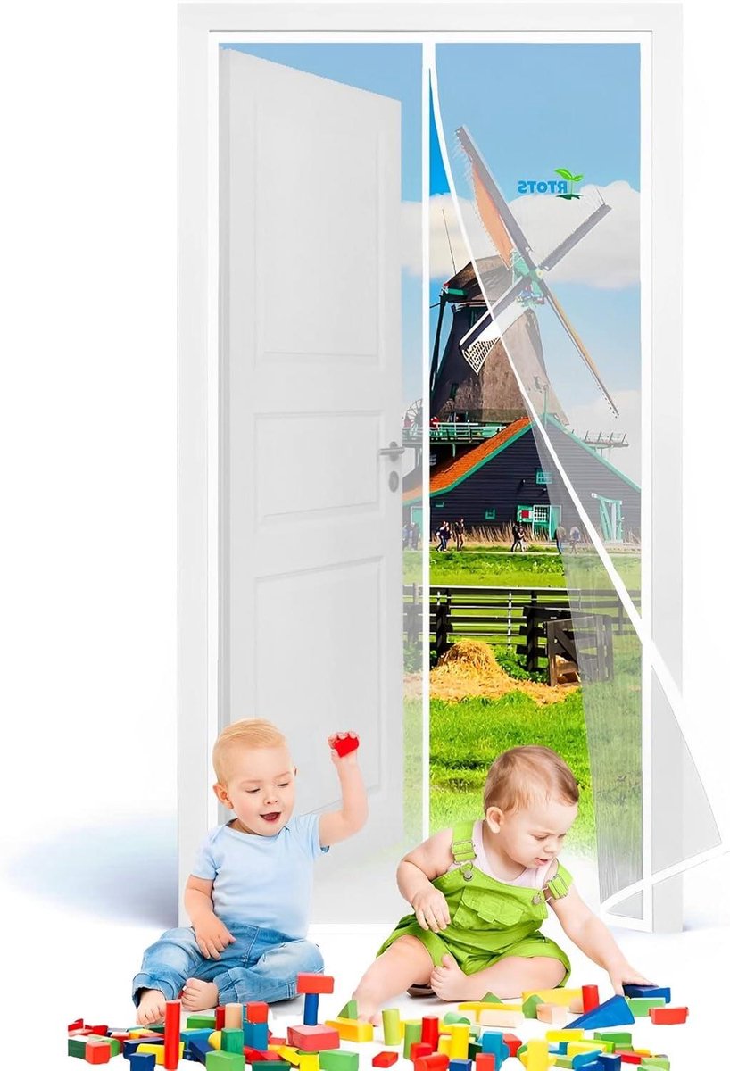 Deurhor - Vliegenhor hordeur - Insecten buiten houden - Automatisch sluitend - 135x200 cm - Wit